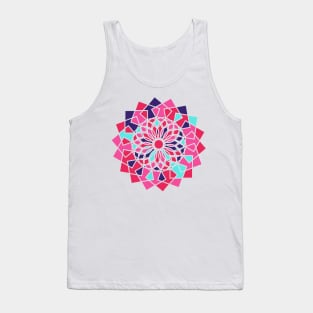 Digital mandala with geometric repeated shapes in random bright neon colors Tank Top